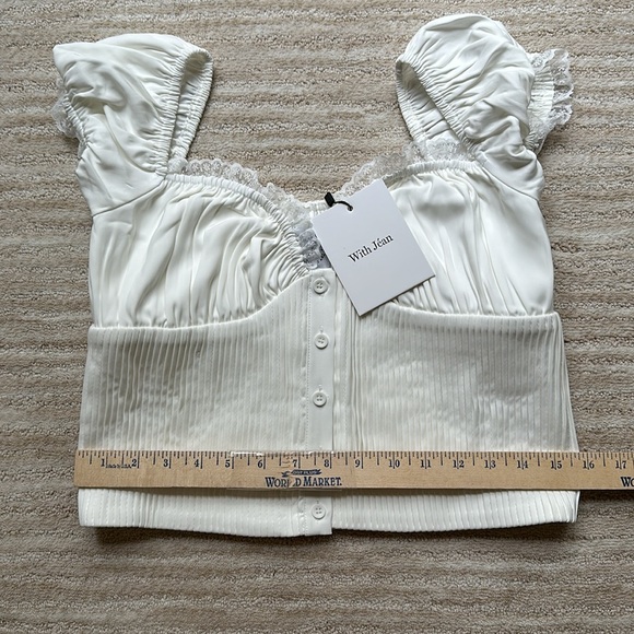 NWT With Jean Remi Milkmaid Top Off Shoulder Crop Top White Size Large - Picture 14 of 16